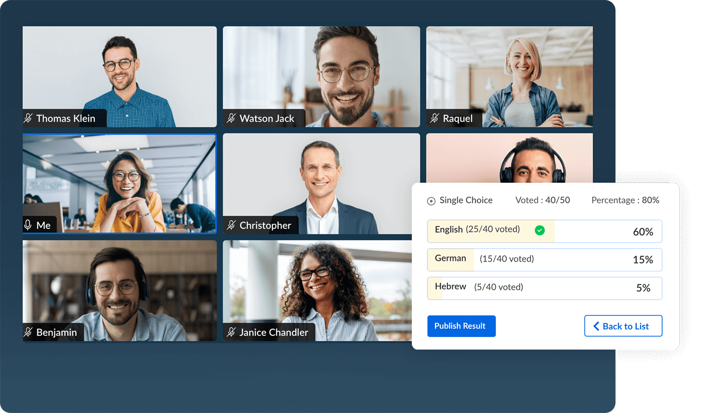 インタラクティブな投票、質疑応答、挙手を実施