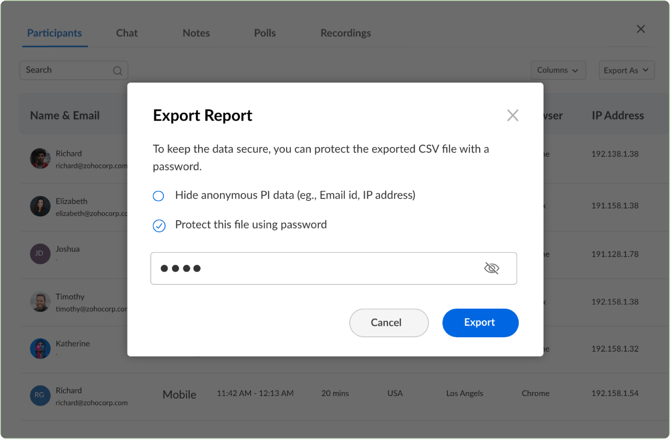 Export reports - Zoho Webinar