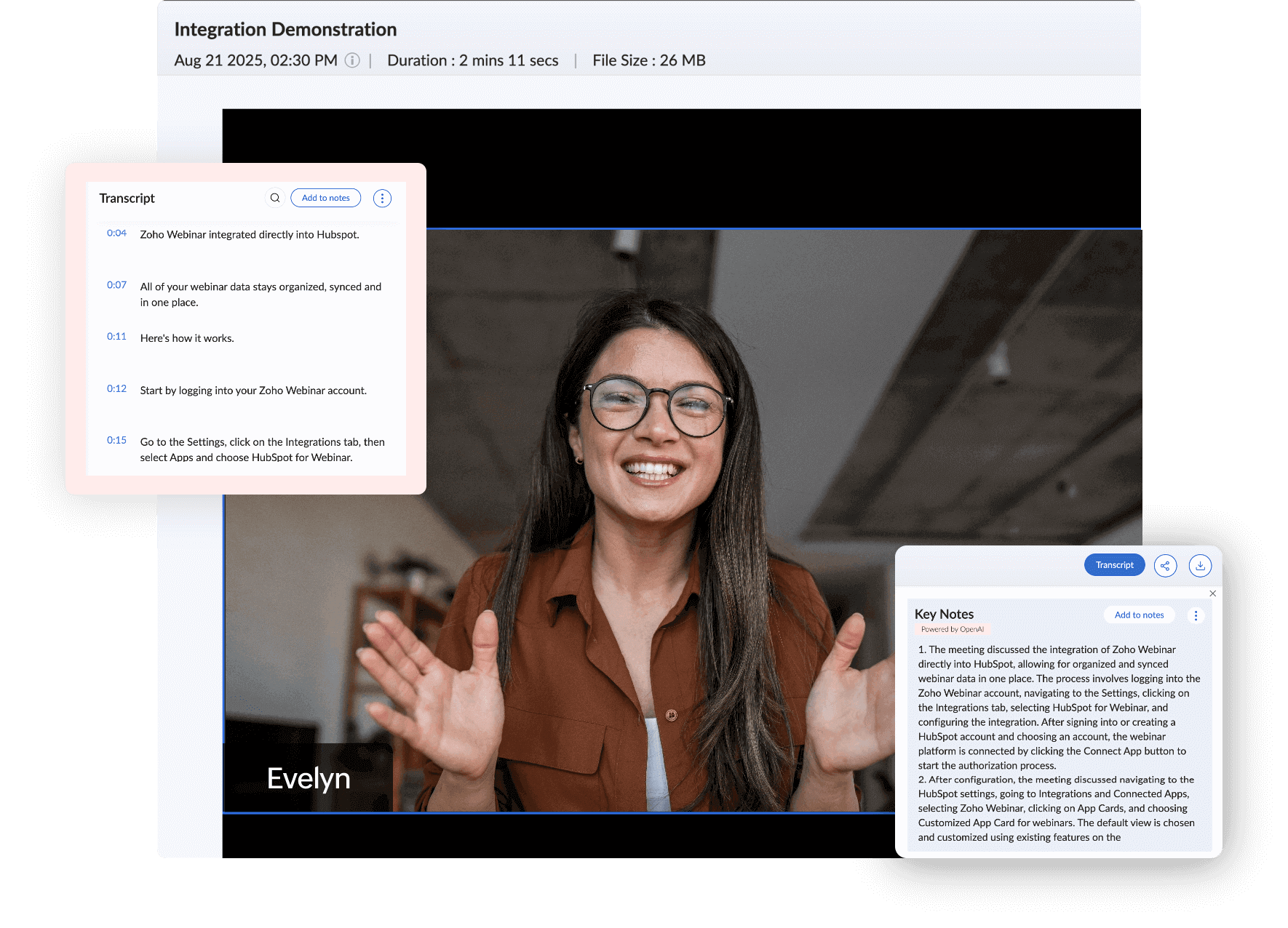 Use Zoho Webinar integrated with Zia