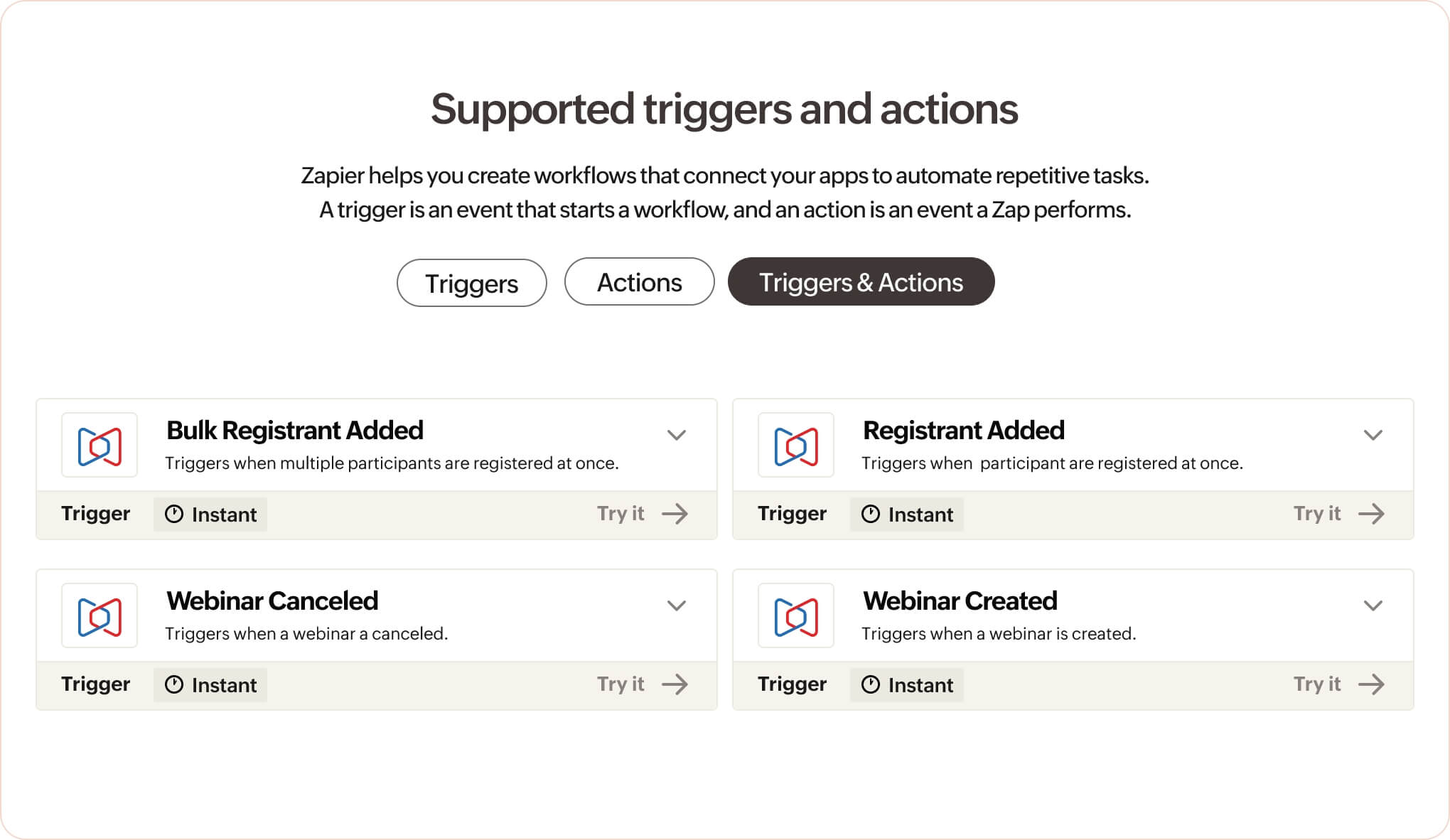 Easy-to-use triggers and actions