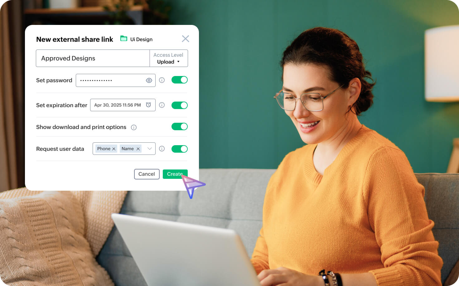 external share link ui