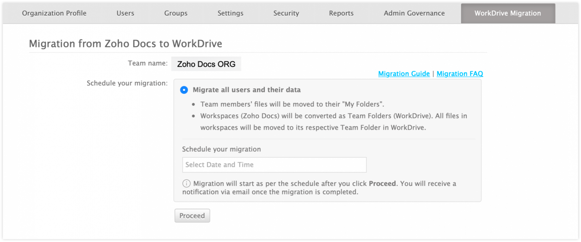 Migrate from Zoho Docs to Zoho WorkDrive