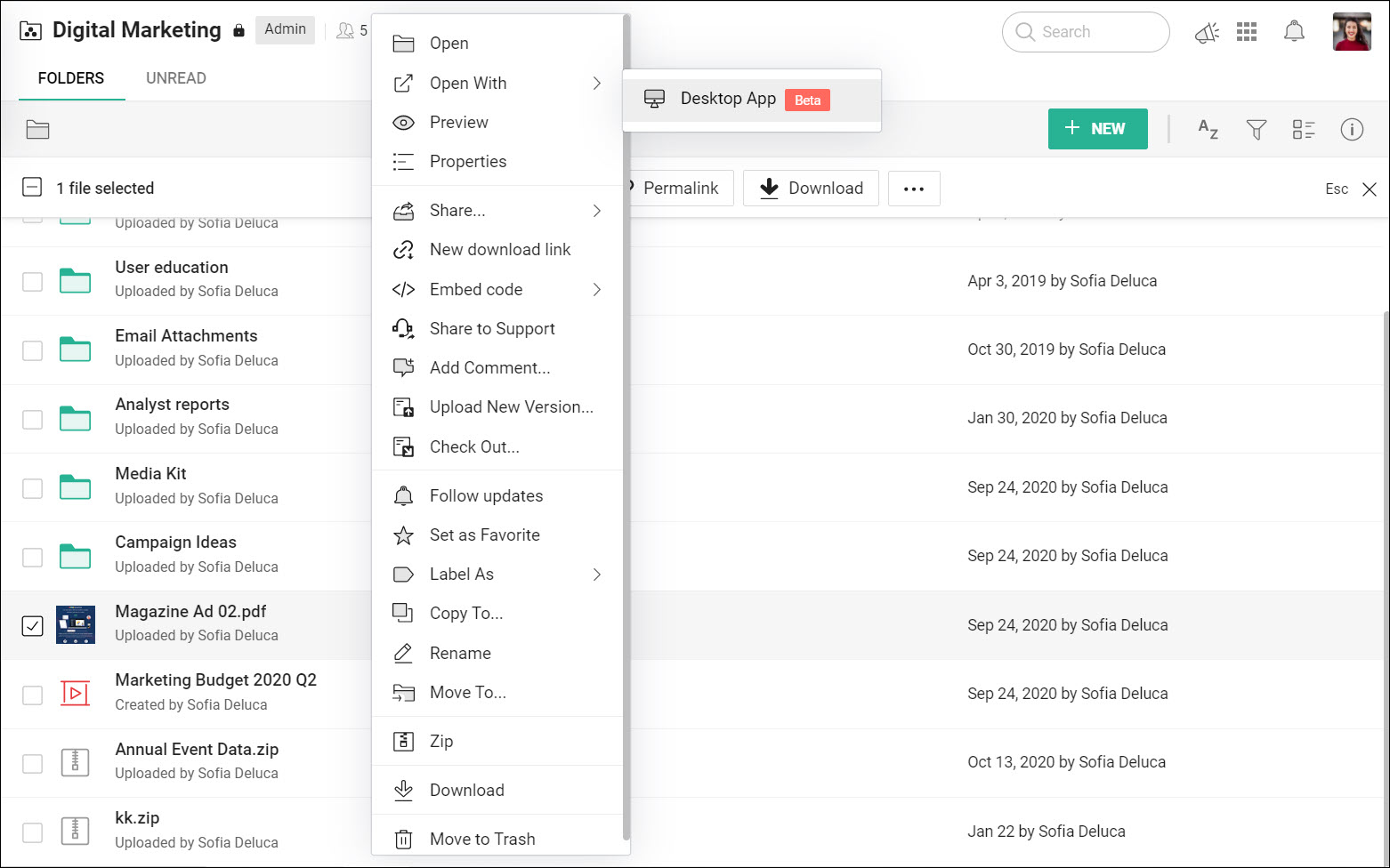 WorkDrive Genie: a quick-editing app for desktop