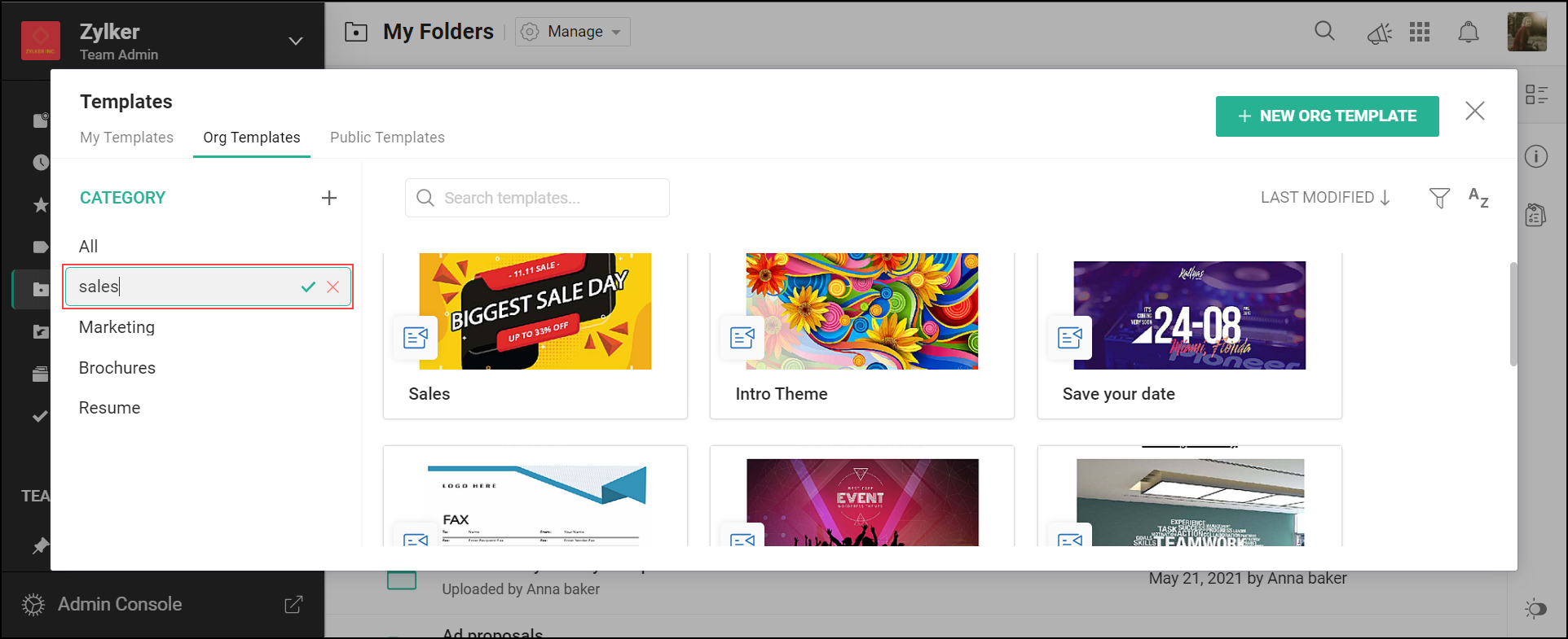 Category support for Templates