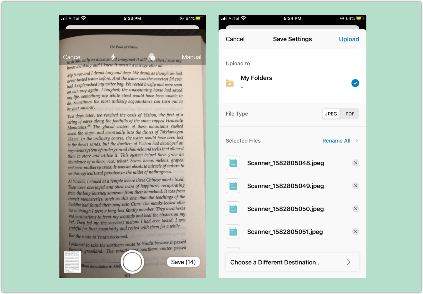 Scan documents and upload (iOS app)