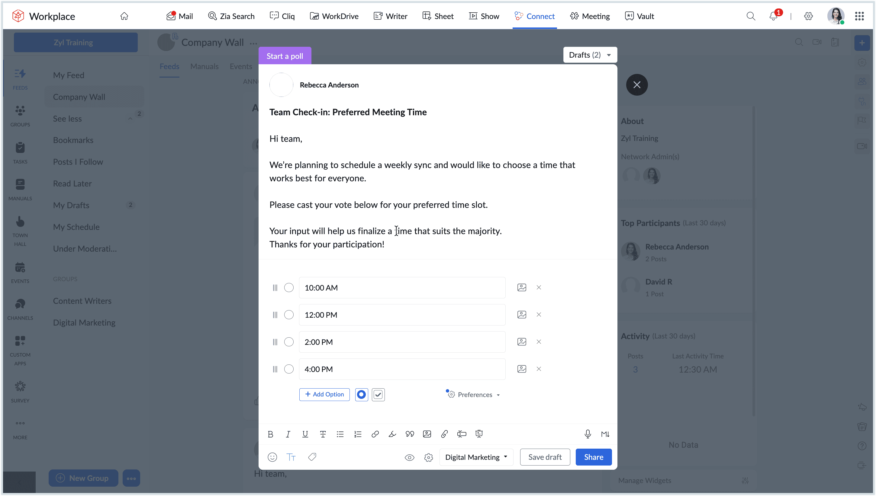 Screenshot to create a poll Screenshot to create a poll