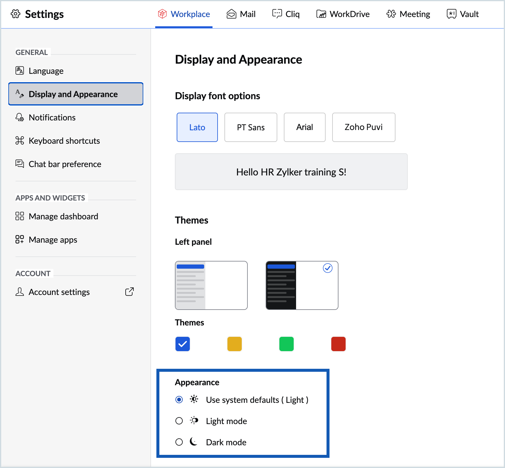 Screenshot to change display mode