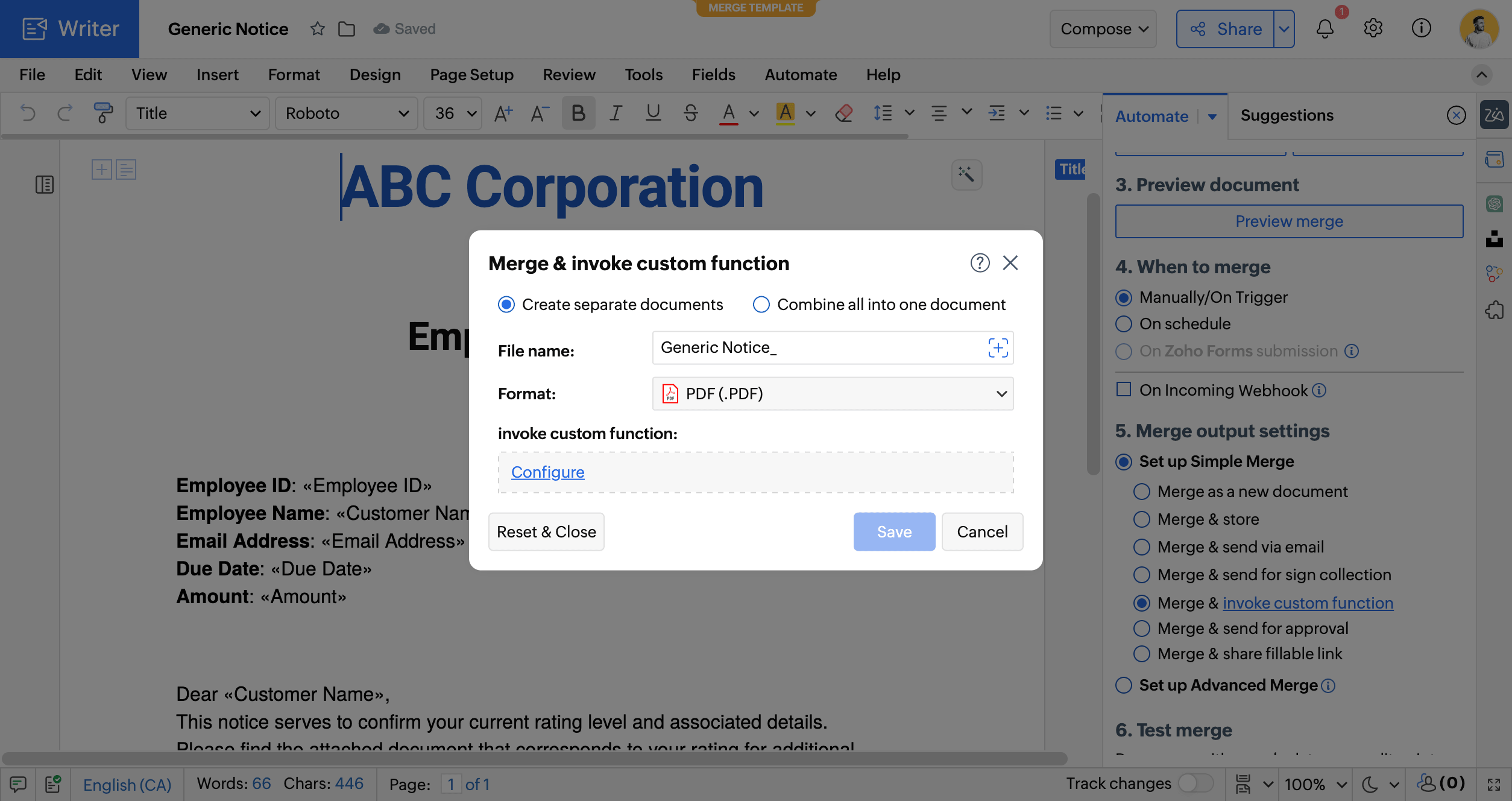 Merge and invoke a custom function