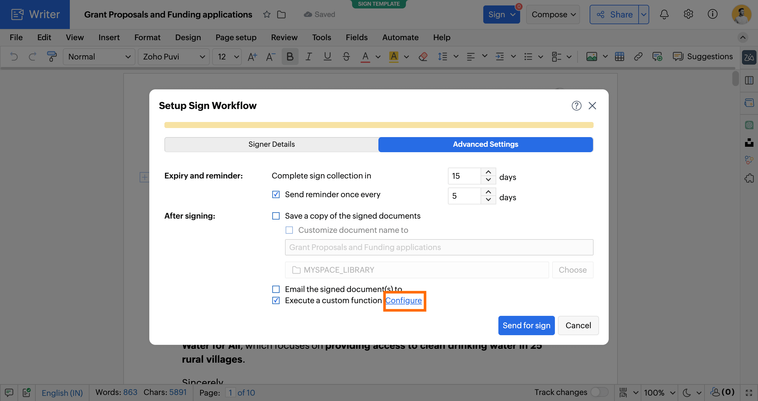Post-sign workflows