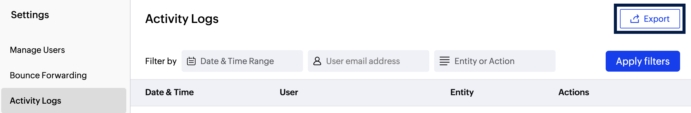 export activity logs export activity logs