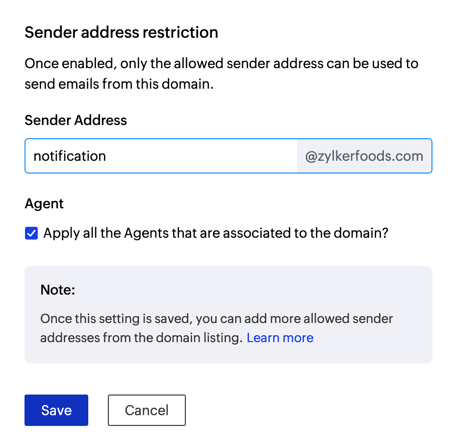 Add sender address Add sender address