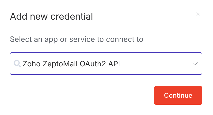 choosing zeptomail from dropdown
