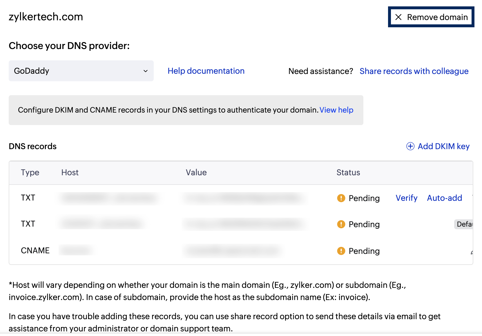 Remove associated domain Remove associated domain
