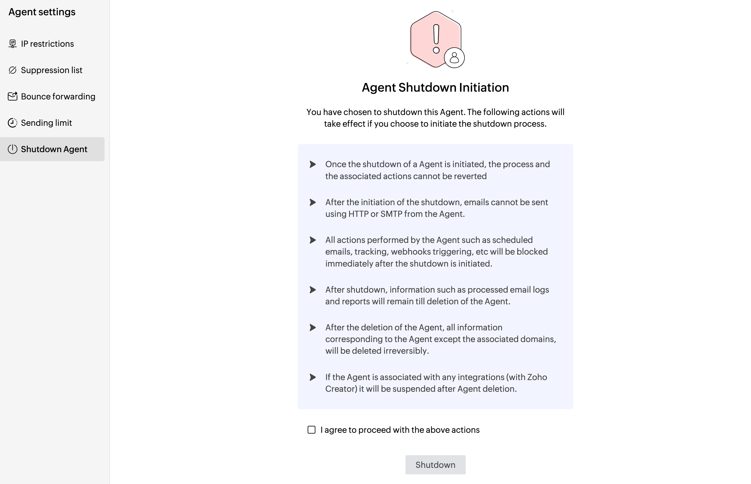 Agent shutdown Agent shutdown