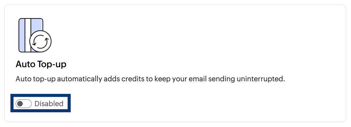 Enable auto topup option Enable auto topup option