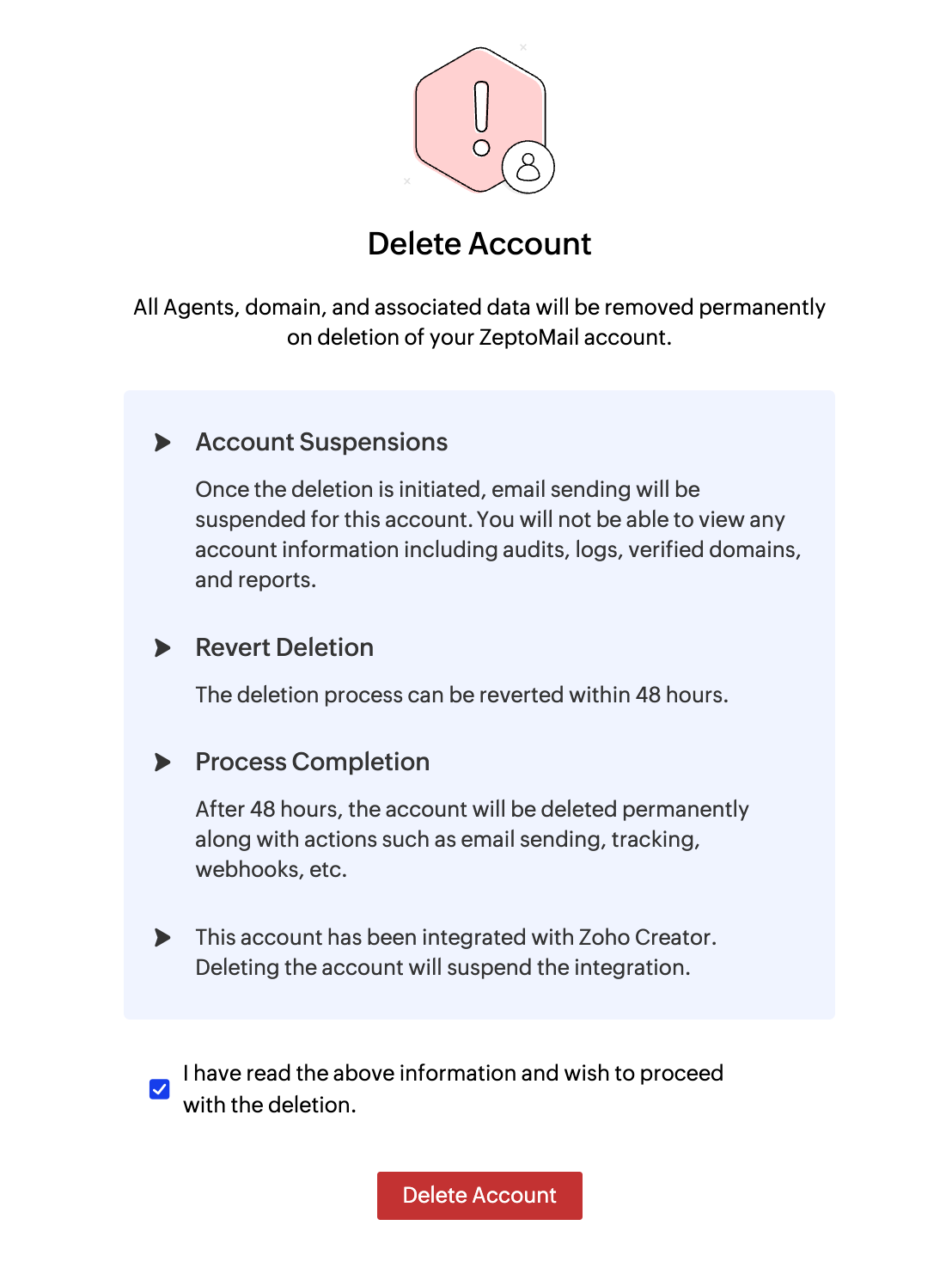 Delete account Delete account