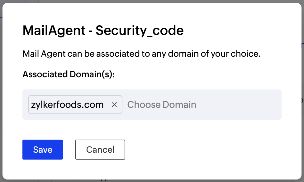 Choose the domains to associate screenshot