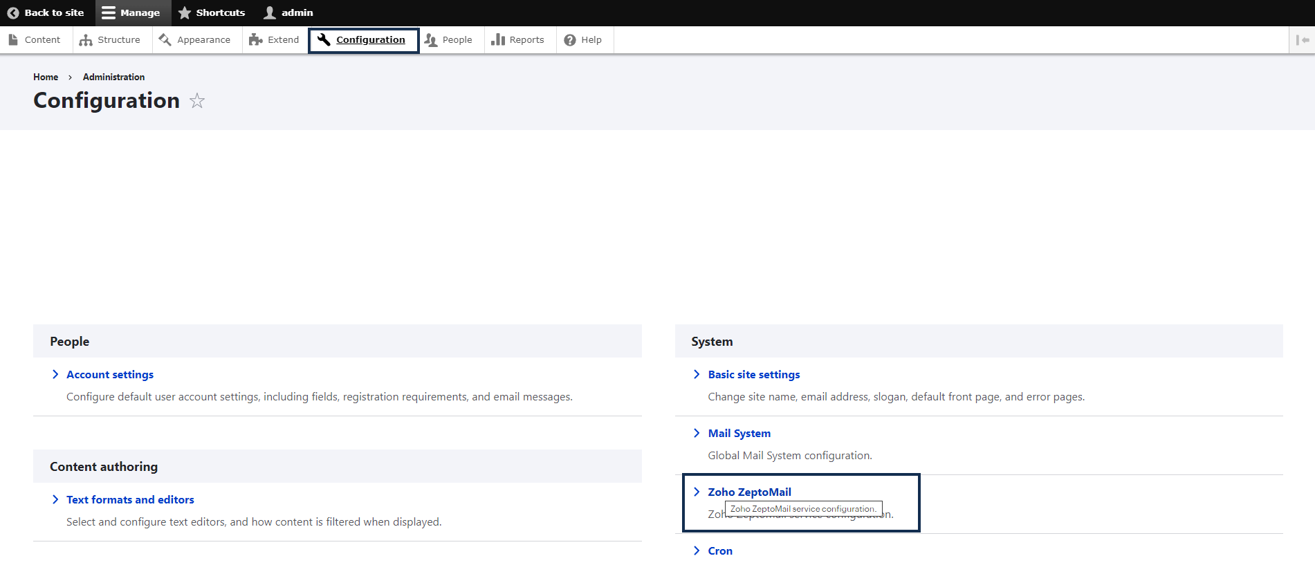UI screenshot of configuration