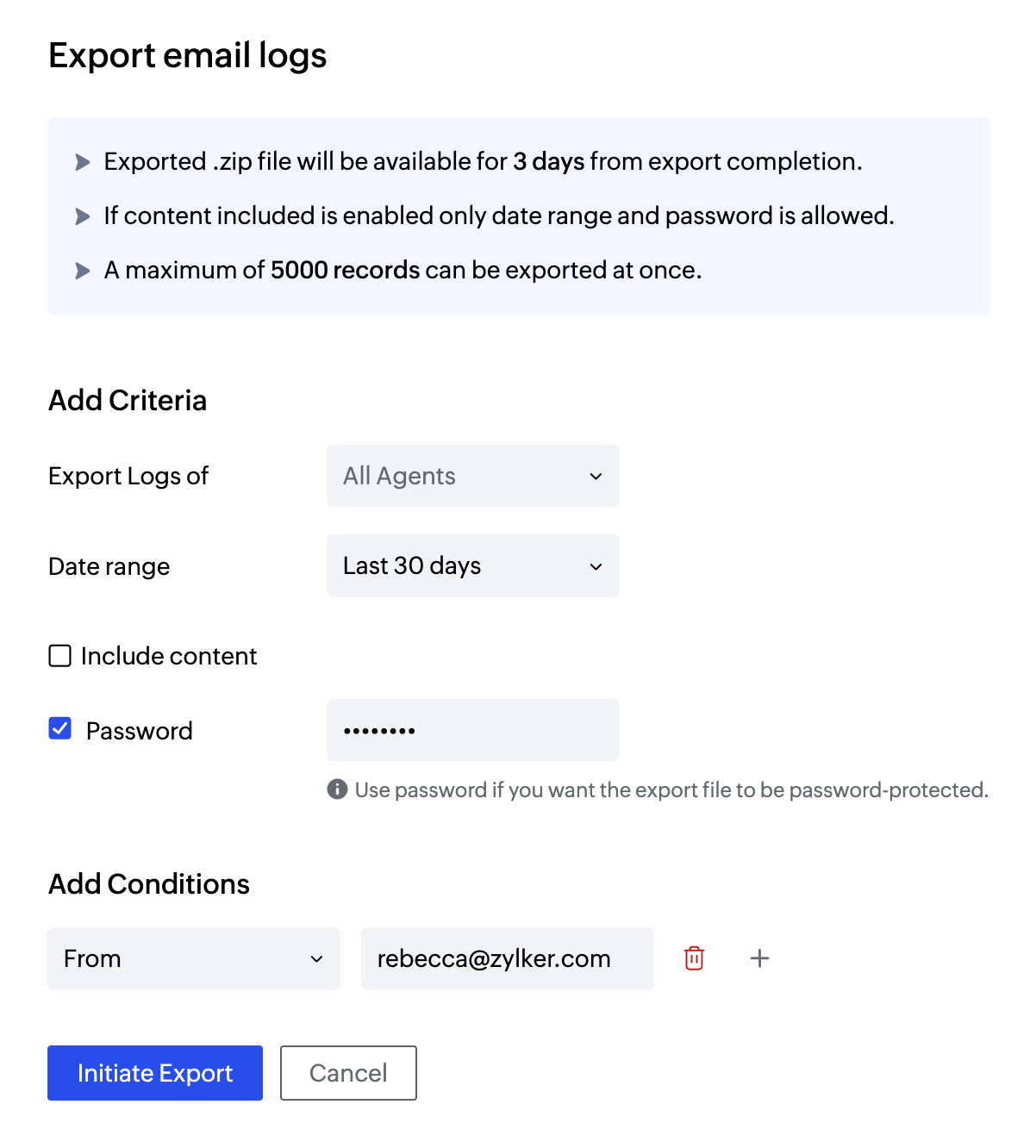 export Email logs