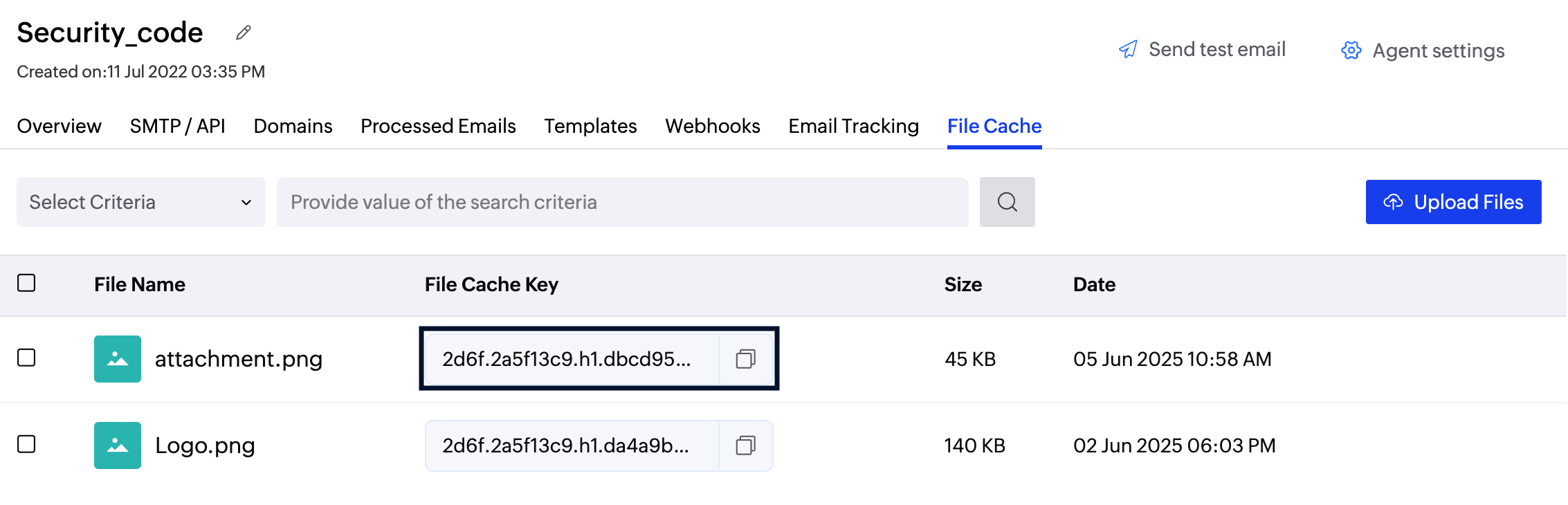 File cache key File cache key