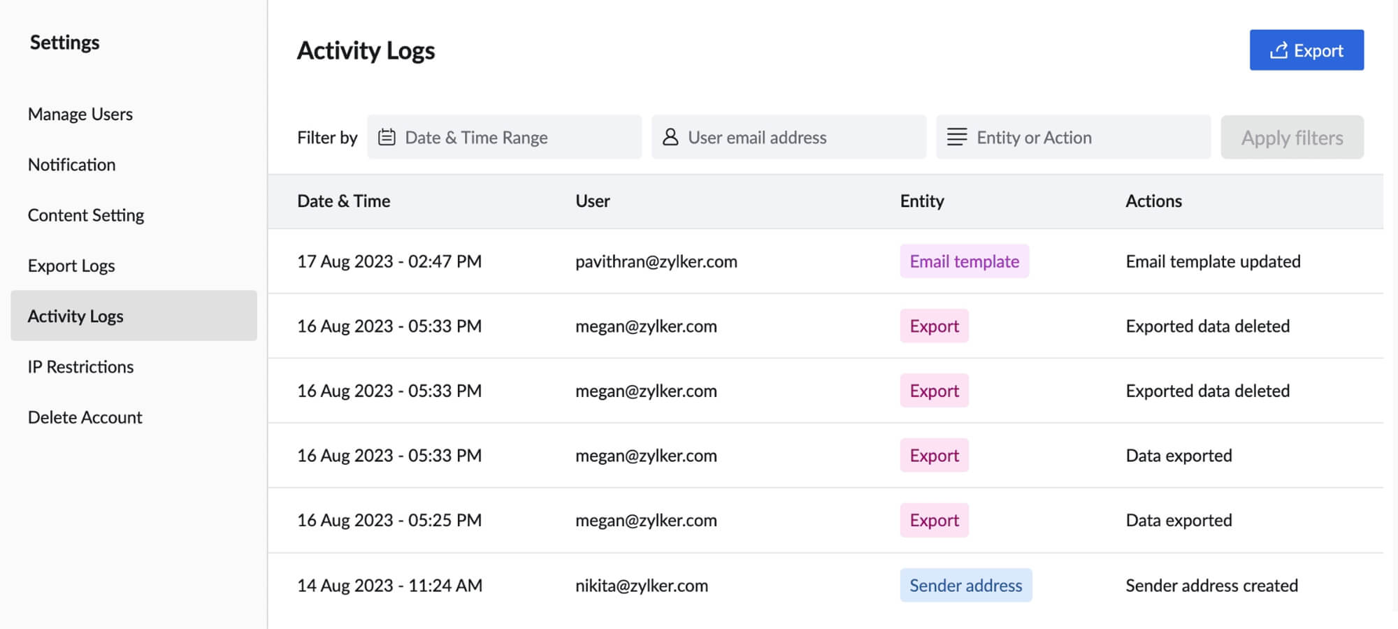 Activity Logs