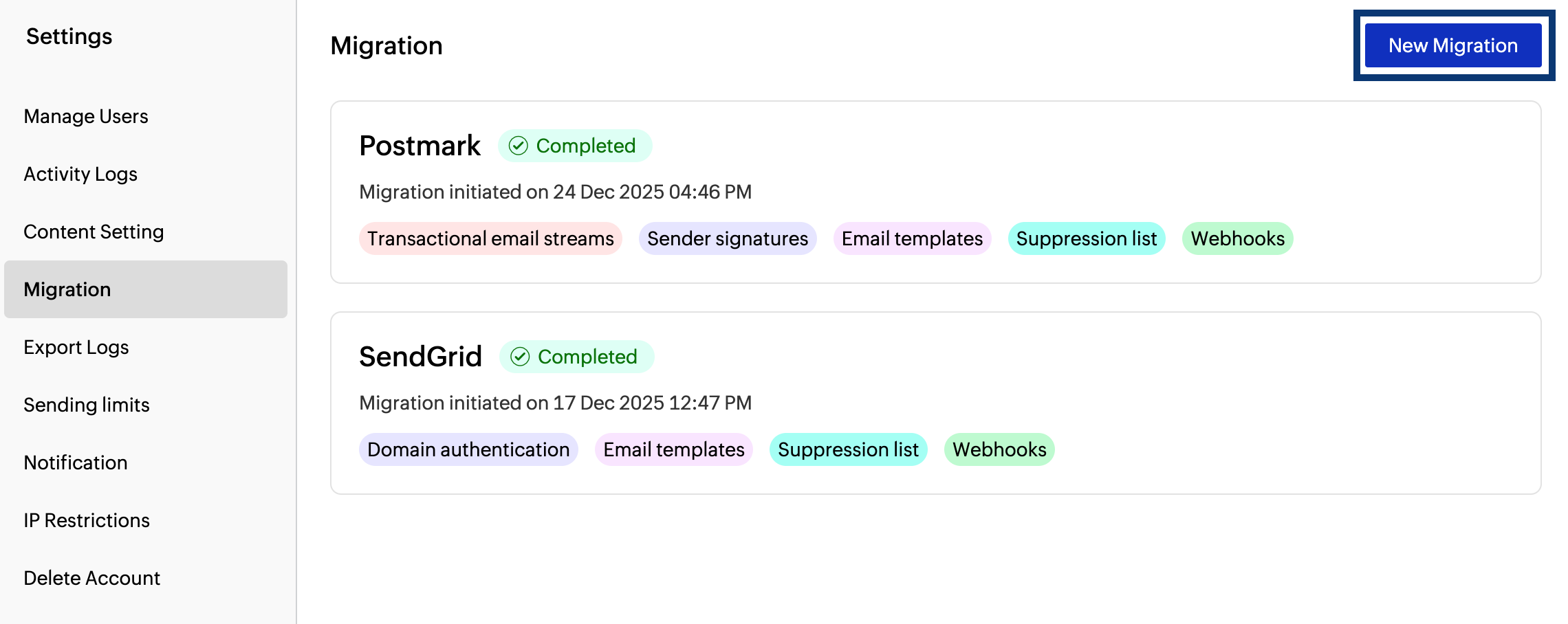 new migration window