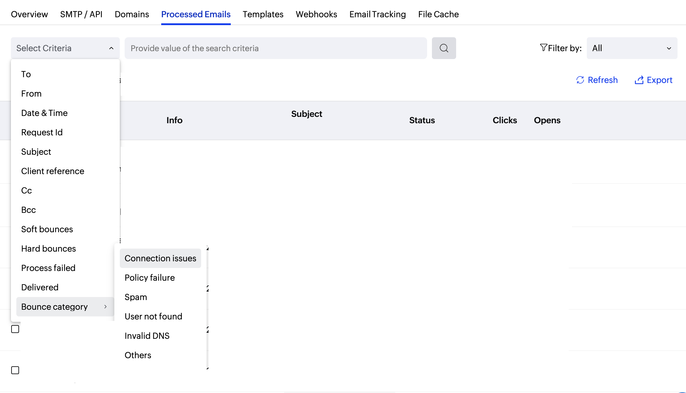 processed emails search processed emails search