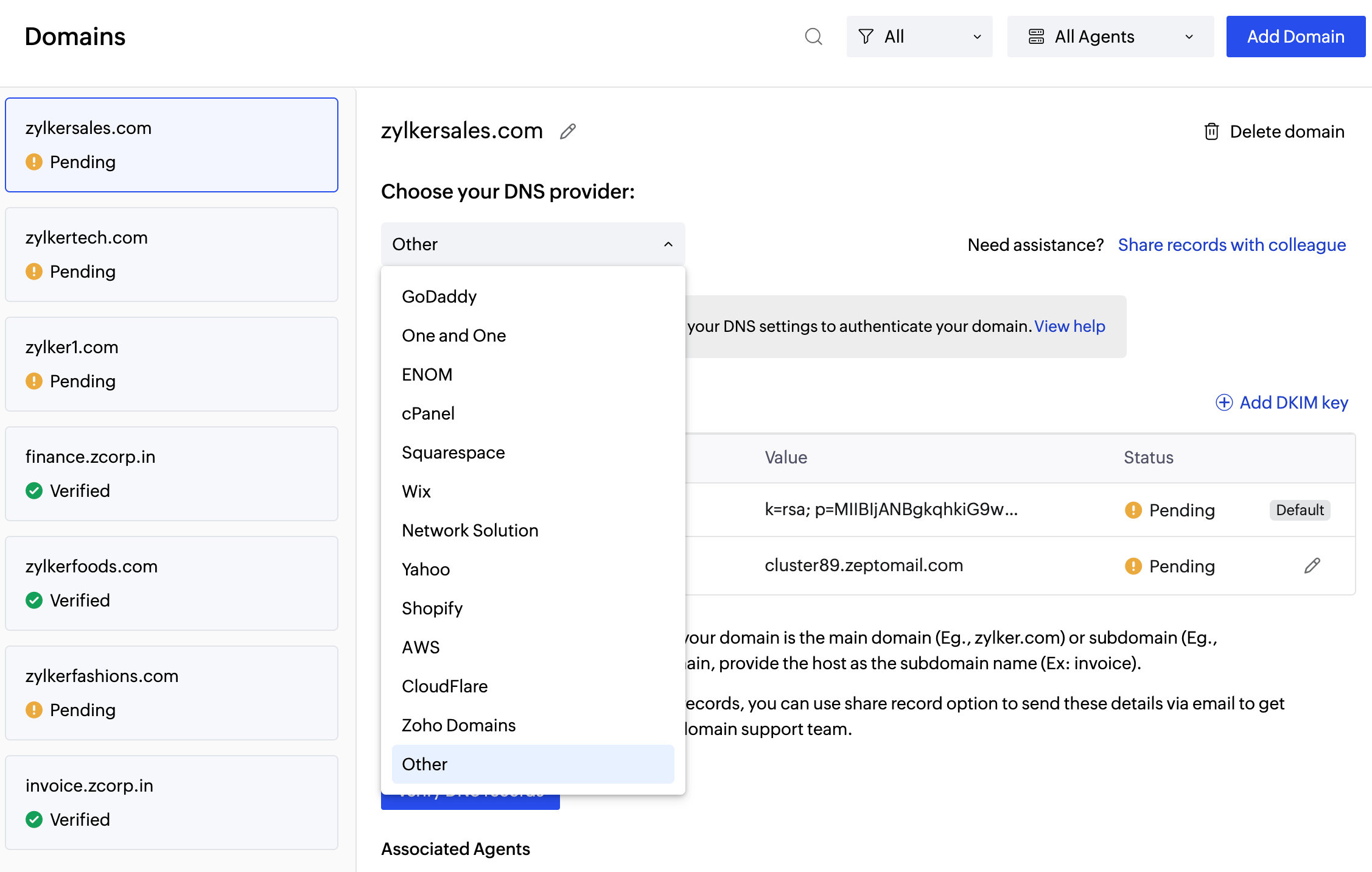 Domain verification Domain verification