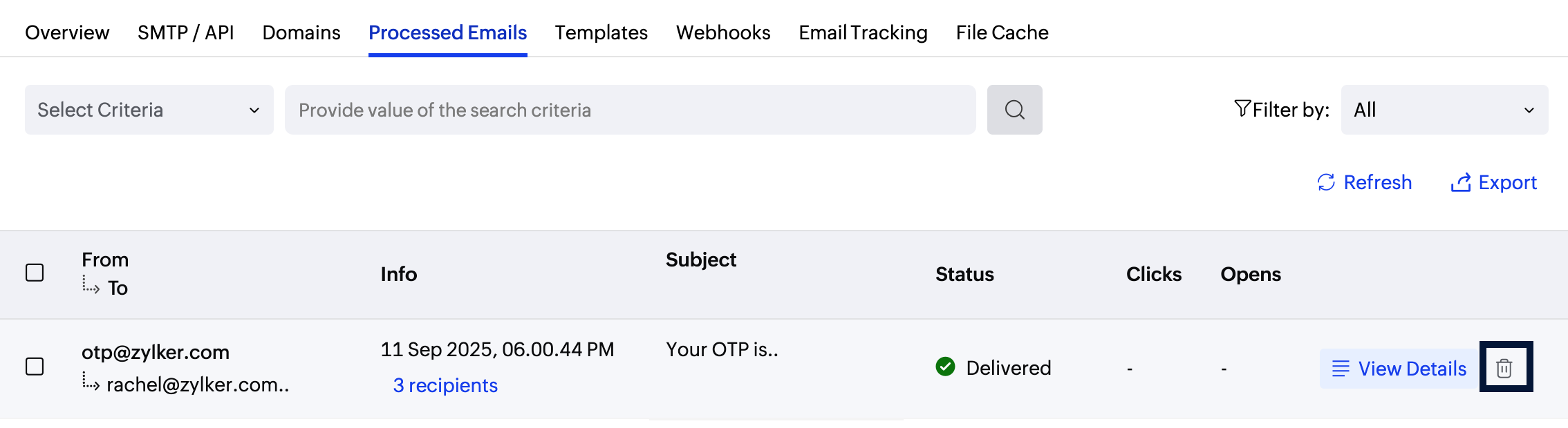 Processed emails delete Processed emails delete