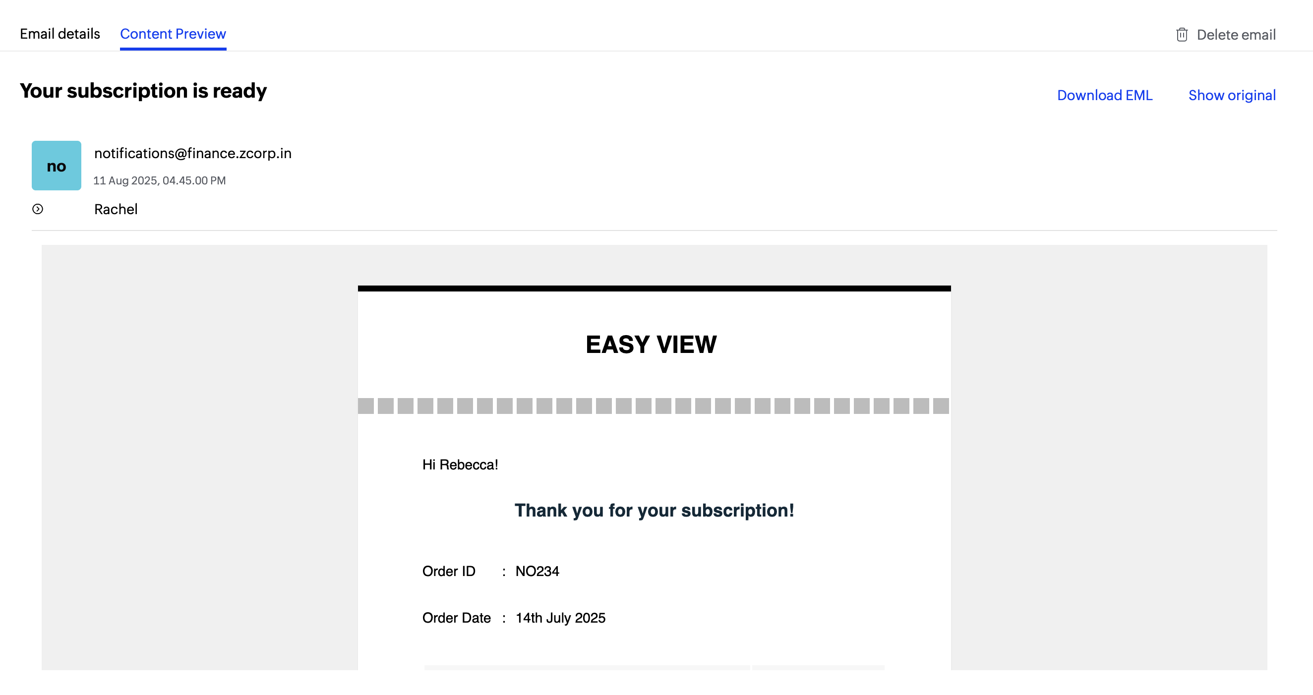 View email's content