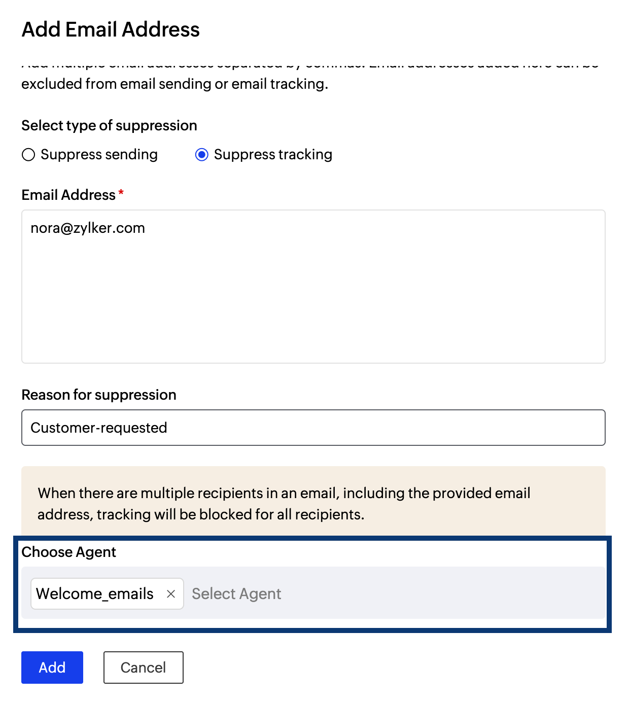 Add agents for tracking suppression