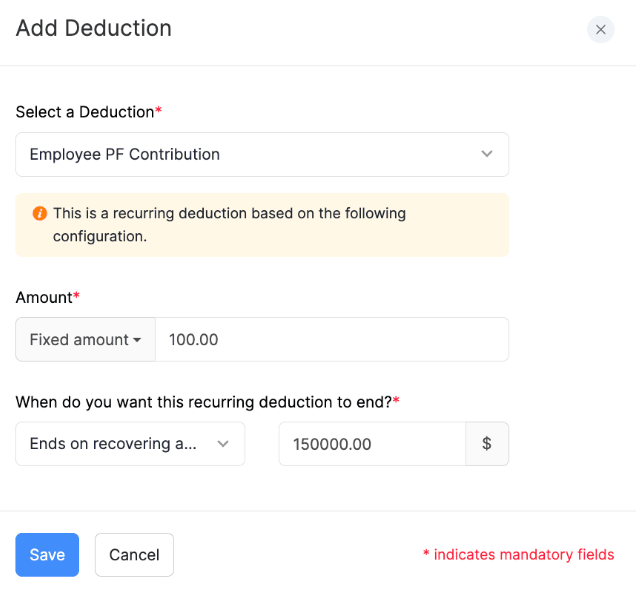 Assign Deductions to the Employee