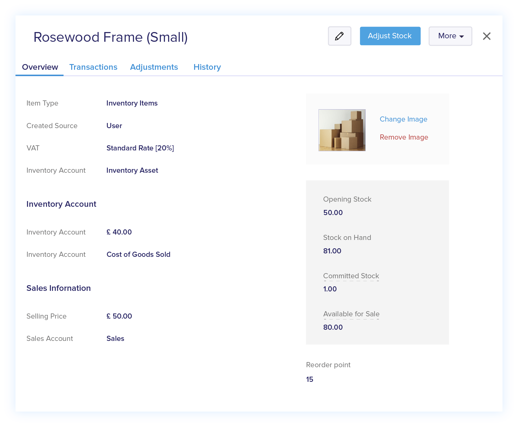 Inventory SKU Details - Accounting Software with Inventory Tracking | Zoho Books