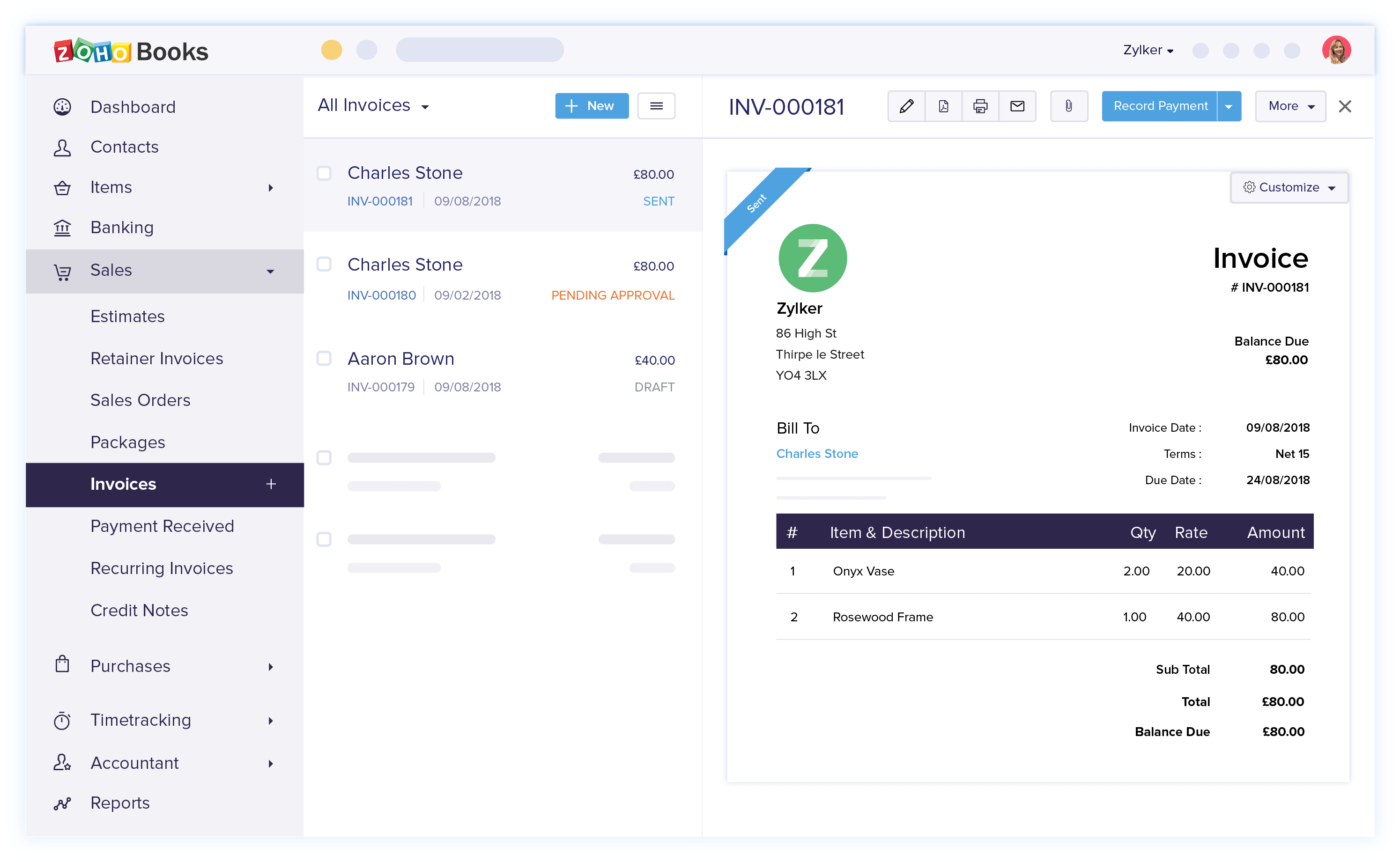Professional Invoicing - Accounting and Invoice Software | Zoho Books