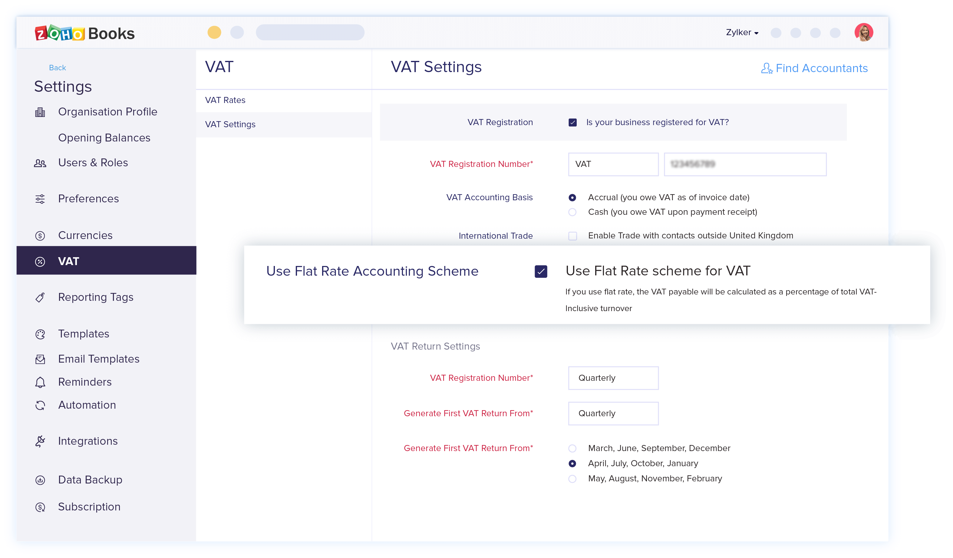 Flat Rate Scheme under VAT - VAT Accounting Software | Zoho Books