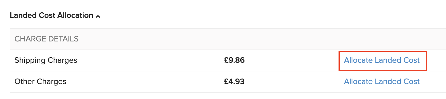 Allocate Landed Costs