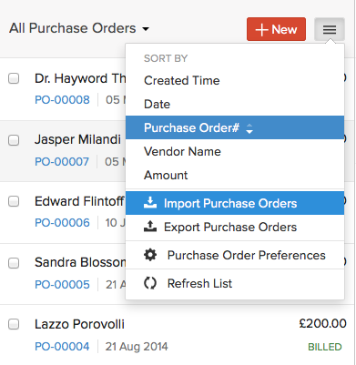 Import purchase orders