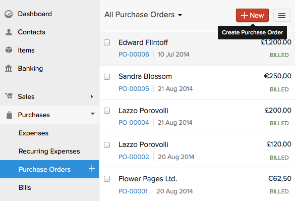 New purchase Order