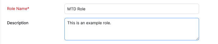Enter Role Name and Description