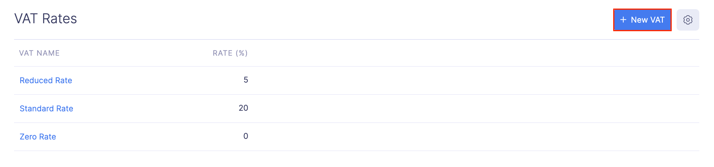 Add a New VAT Rate