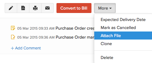Attaching a file to purchase order