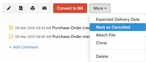 More actions in purchase order