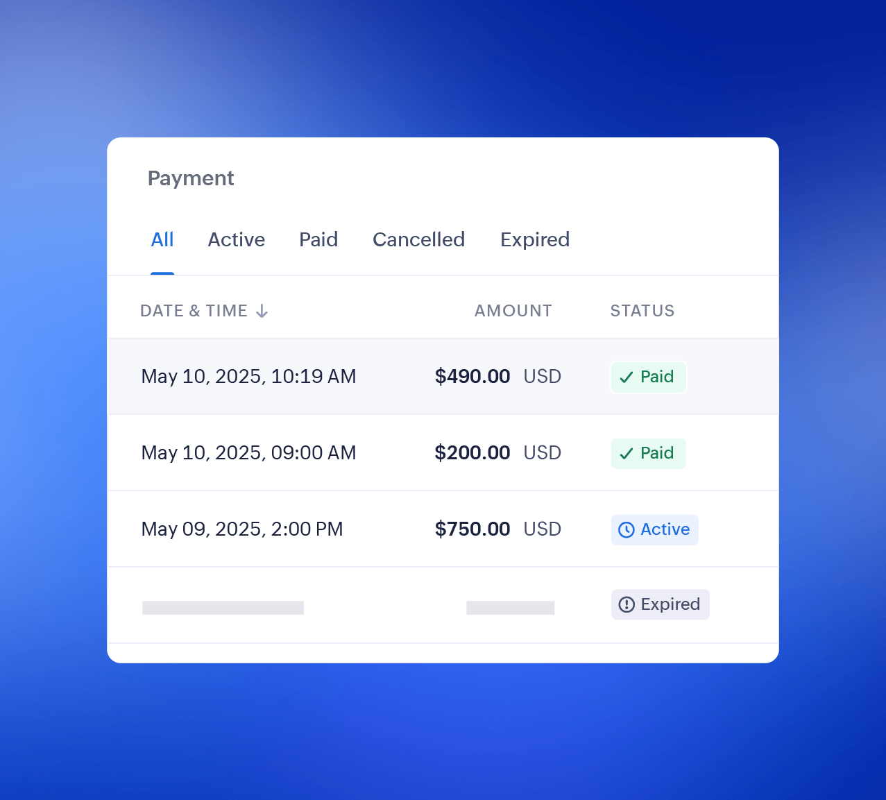 Track payment status