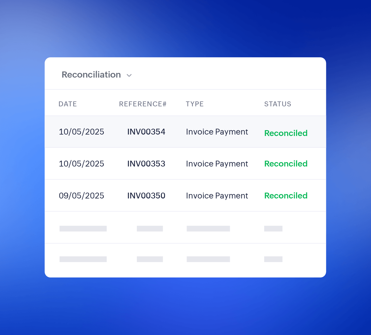 Reconcile payments