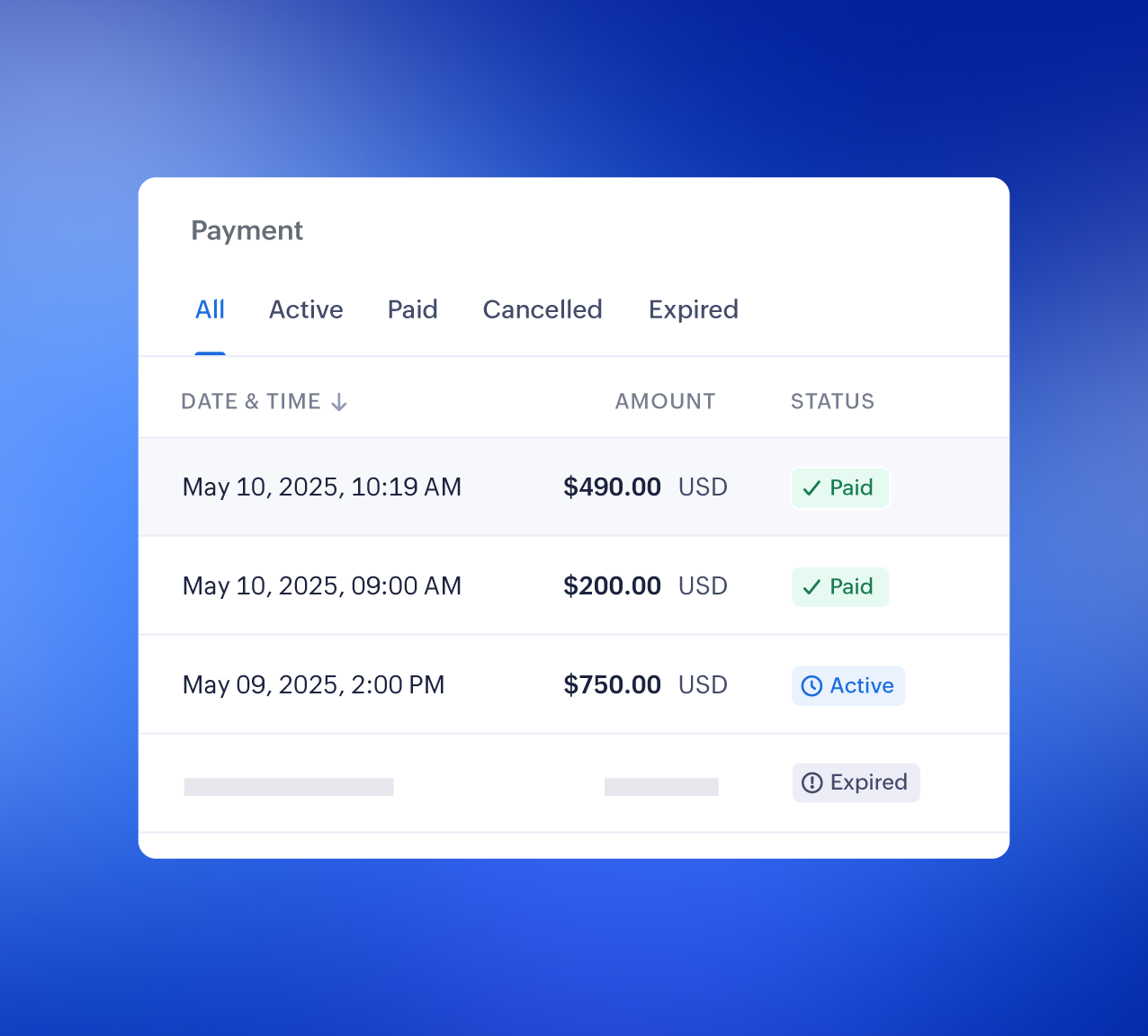Track payment status